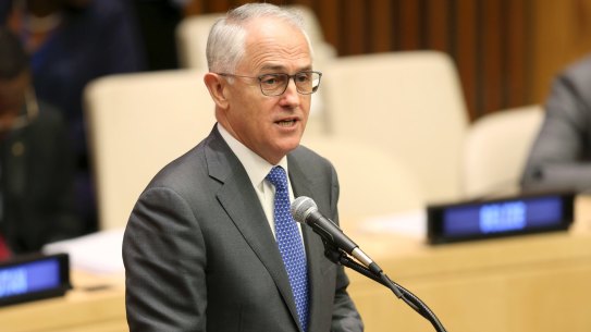 Prime Minister Malcolm Turnbull speaks during the Summit for Refugees and Migrants at UN headquarters.
