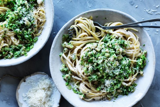 Chicken and broccoli linguine.