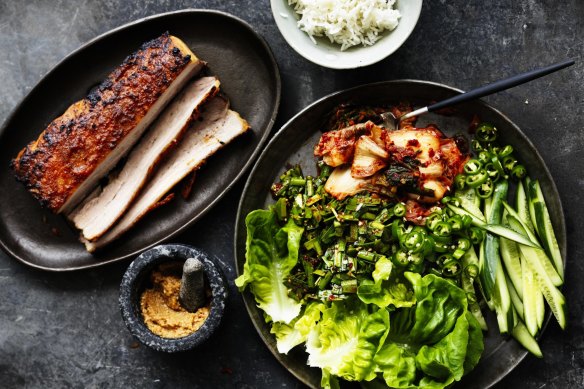 DIY dining: Korean pork belly ssam.