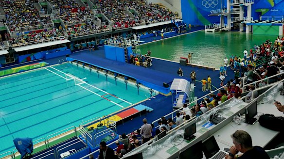 On Tuesday (Rio time) the blue of the water polo pool contrasted markedly with the green of the diving pool.