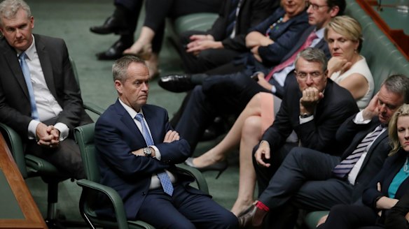 Opposition Leader Bill Shorten and Shadow Attorney-General Mark Dreyfus during a Labor resolution in the House of Representatives on Wednesday.