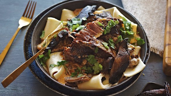 Beef short rib stroganoff. 