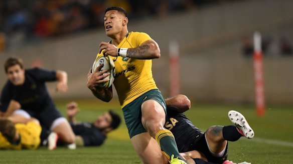 Israel Folau scored a double against Argentina.