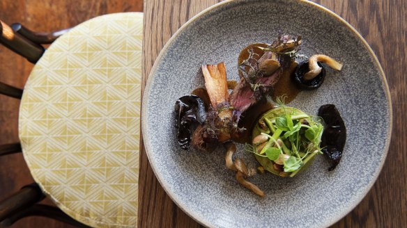 Making the cut: Ranger's Valley bavette with pickled mushrooms at Brigade Dining.
