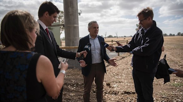Telstra chief executive Andrew Penn in Culla telling journalists Telstra may not participate in the third round of mobile black spot funding if the regulator declares mobile roaming.