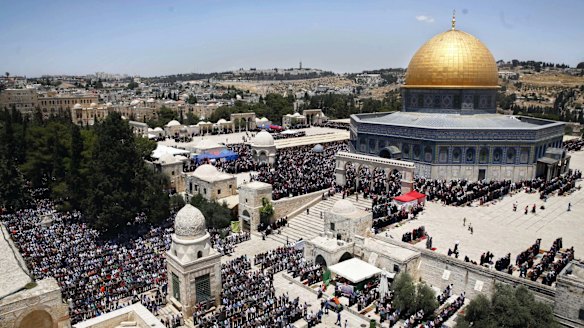Palestinians pray in the al-Aqsa Mosque compound in occupied East Jerusalem earlier this year.