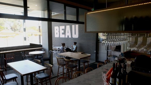 The casual and clean interior of Beau restaurant.