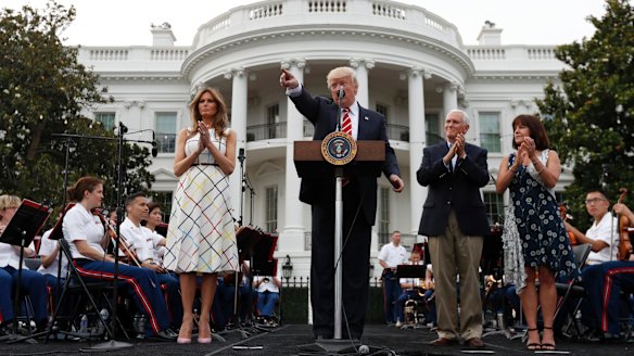 US President Donald Trump, centre,   at the Congressional Picnic on the South Lawn of the White House earlier this month.