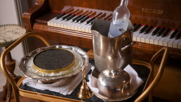 The caviar and vodka trolley at Entrecote in Greville street. 