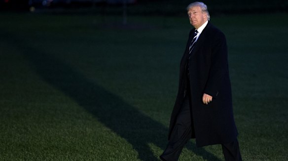 Donald Trump arrives back at the White House on Saturday after attending a fundraising event in New York.