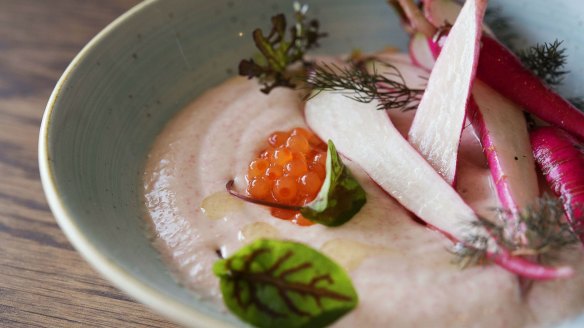 Completely delicious: whipped roe and radishes at Brigade Dining.