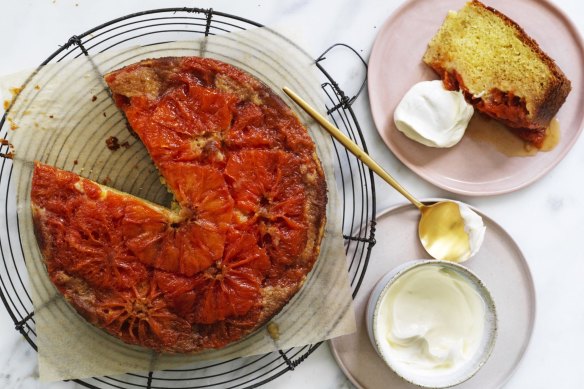 Grapefruit upside-down cake