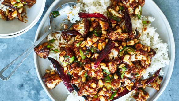Sweet, sour and spicy kung pao cauliflower.