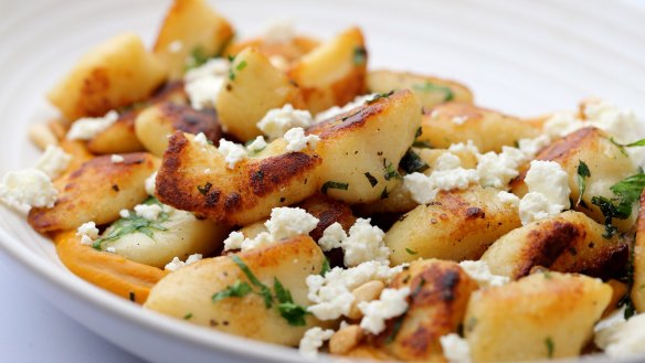 Pan-fried gnocchi with pumpkin, sage and feta.