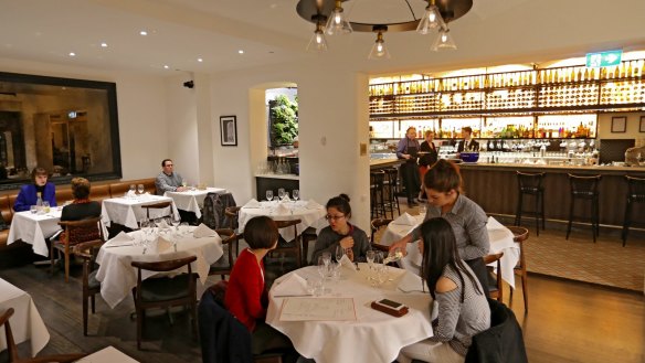 Basement bistro: Inside Philippe restaurant.