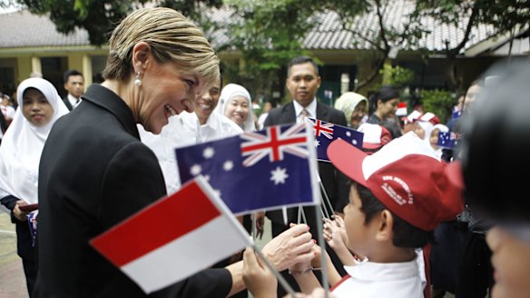 Australian Foreign Minister Julie Bishop a primary school in Jakarta on Monday.