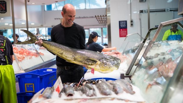 Chef Brent Savage prefers whole fish to fillets. This mahi mahi weighed in at just over 12 kilograms. 