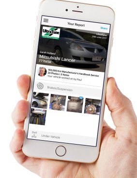 An example of a report from your mechanic through the Carisma app.