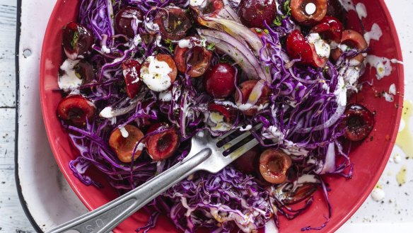 Cherry red coleslaw.