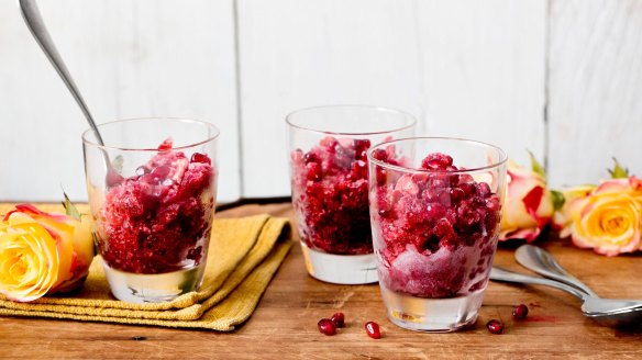 Ottolenghi's pomegranate and rose granita recipe.