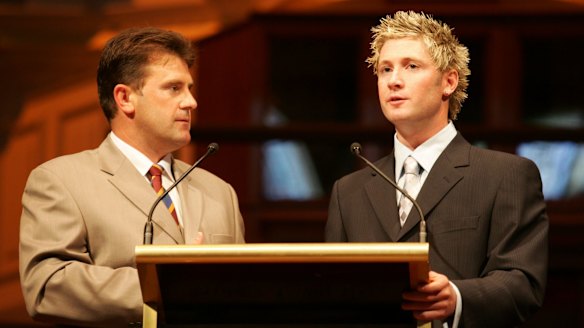 Mark Taylor and Michael Clarke back in 2004.
