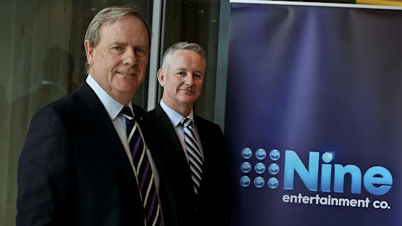 Nine chairman Peter Costello with chief executive Hugh Marks.