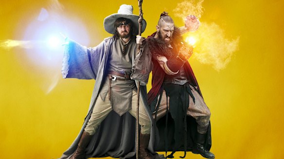 The geekiest show on Australian television: Michael Shanks as Jack and Mark Bonnano as Skulldrich in The Wizards of Aus.