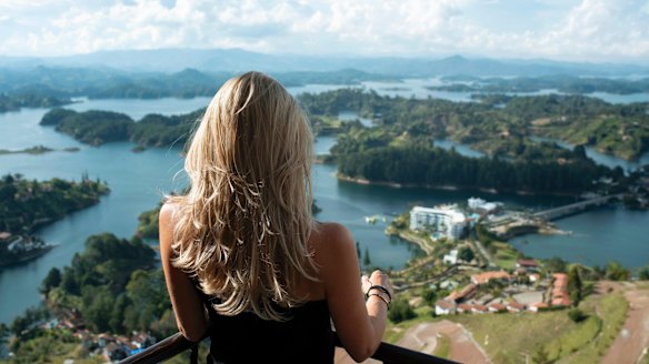 The view from the Rock of Guatape,  in the town of Guatape, on the outskirts of Medellín.
