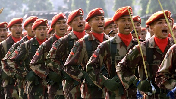 Indonesian special forces (Kopassus) soldiers.