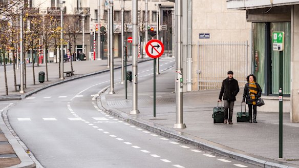 Largely deserted streets in Brussels last November. 