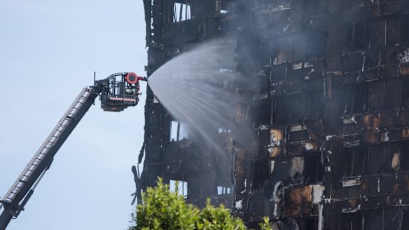 Firefighters at Grenfell Tower.