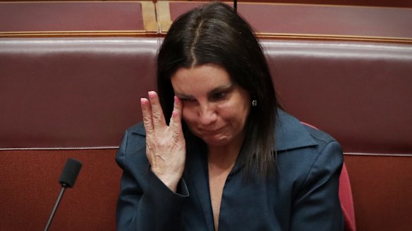 Senator Jacqui Lambie after she informed the Senate she intends to resign.