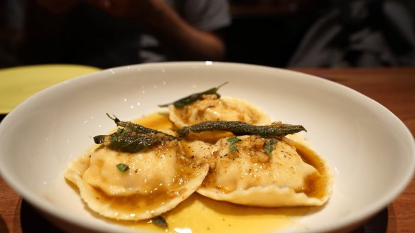 By night, Two Chaps channels Italy and serves brilliant antipasti, foccacia and pasta - such as ravioli with pumpkin, buffalo ricotta, burnt sage butter and walnut aillade.
