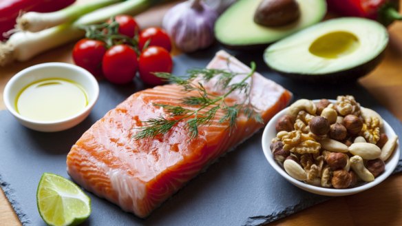 The Mediterranean diet focuses on healthy fats such as salmon, olive oil, nuts and avocadoes. 
