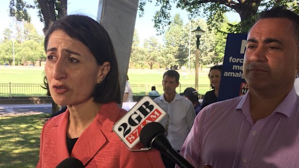 NSW Premier Gladys Berejiklian and Deputy Premier John Barilaro announce the government's new cabinet in Queanbeyan. 