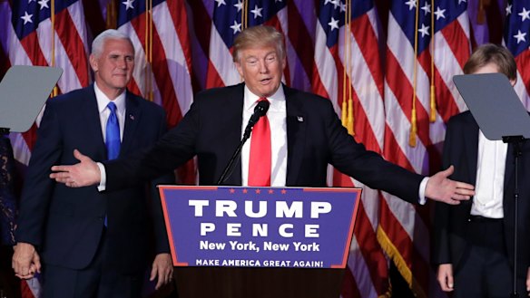 President-elect Donald Trump gives his acceptance speech on Wednesday.