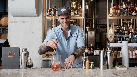 Mixing rum-based cocktails at Brix Distillery in Surry Hills.