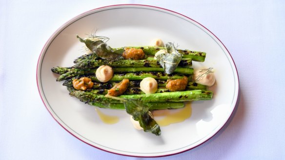Grilled asparagus at Frederic in the Sky in Cremorne.