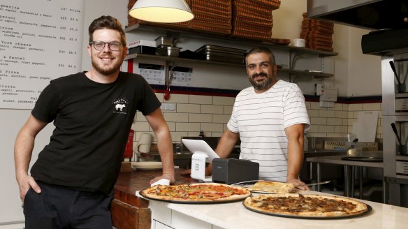 Raphael Guthrie and Steve Kimonides of Slice Shop Pizza in Footscray.