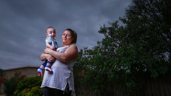 Jackie Falzon and her son, Frankie. She remembers gasping for breath and sobbing in terror.