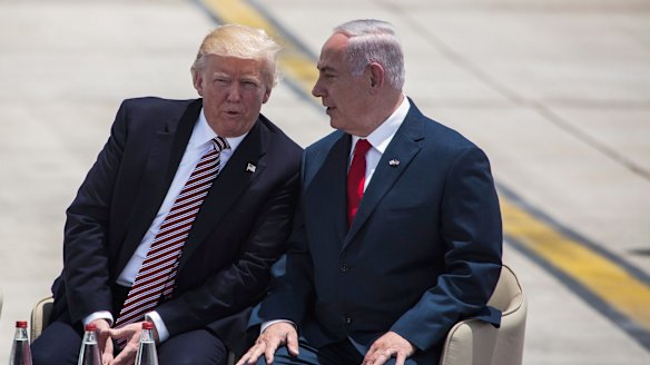 US President Donald Trump and Israeli Prime Minister Benjamin Netanyahu at the welcome ceremony.