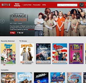 Netflix features original content, such as <em>Orange is the New Black</em>.