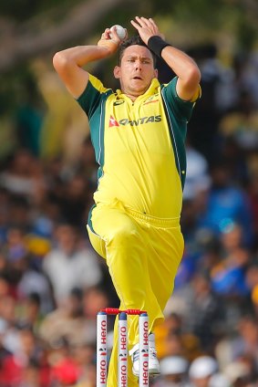 Scott Boland in action for Australia last year.