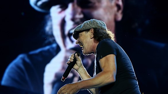 Stepping back from live gigs ... Brian Johnson kicking off AC/DC's Rock or Bust tour in Sydney last November.