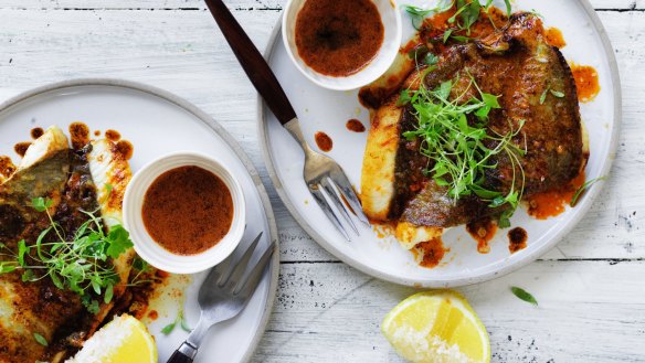 Adam Liaw's pan-fried John Dory with smoked paprika butter.