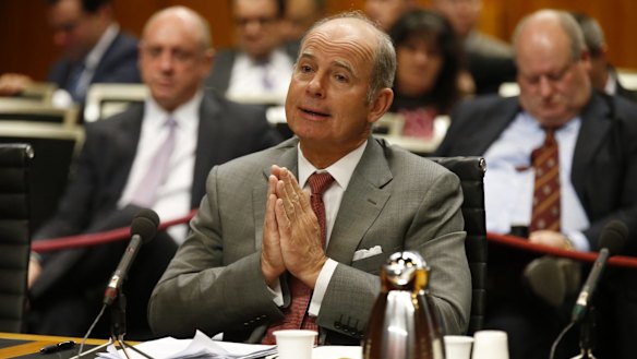 IOOF Chief Executive Chris Kelaher at a Senate hearing last year inquiring into IOOF's breaches.