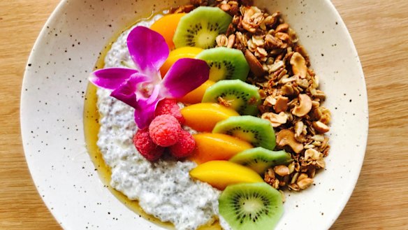 House-made granola with yoghurt, local honey and fruit at St Kilda in Des Moines, Iowa.