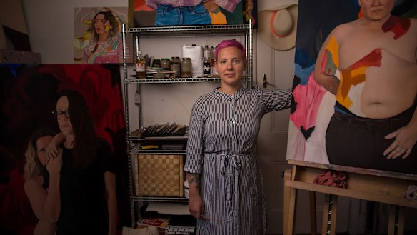 Kim Leutwyler, in her Redfern studio, is hopeful the art industry will improve.