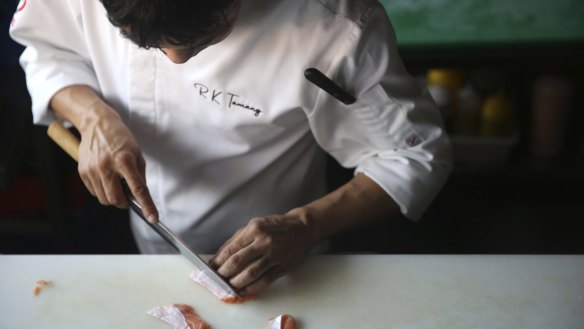 RK Tamang says he struggles to source fresh salmon for his Surry Hills restaurant, RK San. 