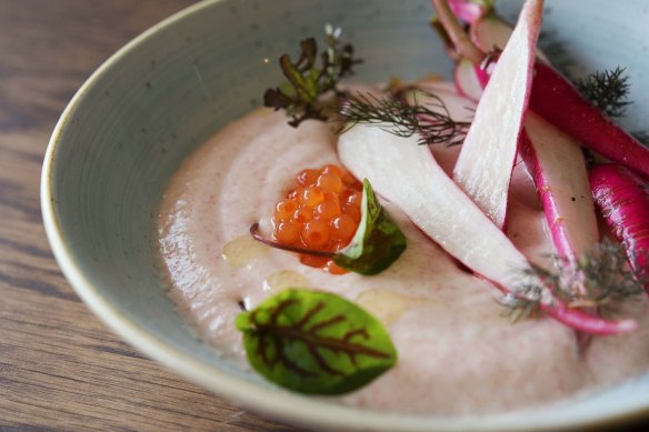 Completely delicious: whipped roe and radishes at Brigade Dining.